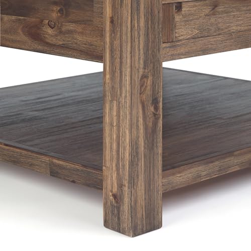 Monroe 38" Wide Solid Acacia Wood Square Coffee Table in Natural