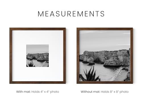 Walnut Oak Wood 8x8 Picture Frame Matted to 4x4