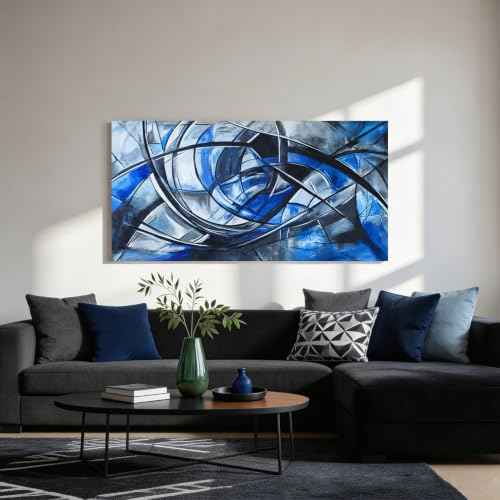 Abstract Wall Art Decor Wall Art Pictures for Living Room Abstract Canvas Art Wall Decor Modern Blue Wall Art Prints Artwork for Walls Black and White Wall Art Decorations Home Office Decor 20" X 40"
