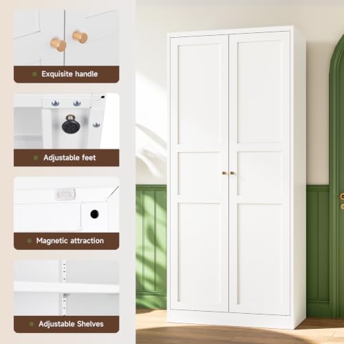 White Storage Cabinet with Adjustable Shelves
