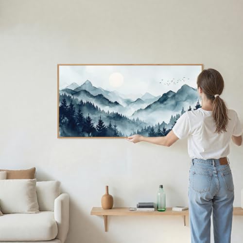 Large Foggy Mountain Framed Canvas Wall Art