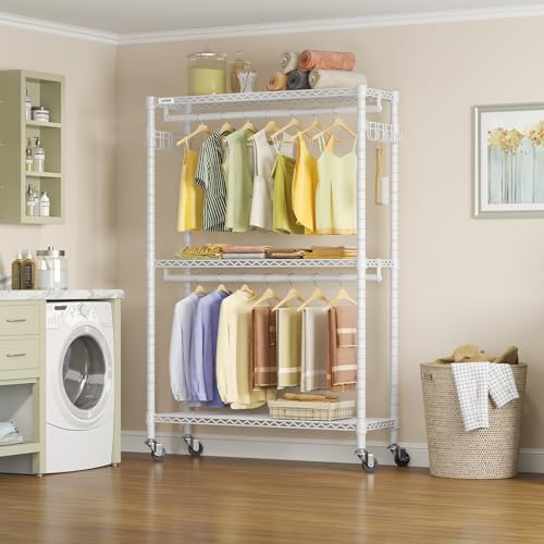 R2 Plus Clothing Rack Heavy Duty Rolling Closet for Hanging Clothes