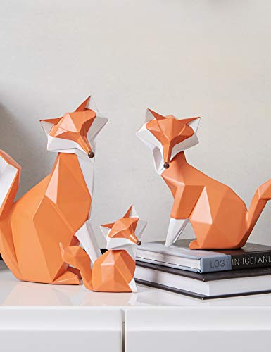 Fox Statue Figurine Animal Sculpture Modern Home Decor 4.0 Inch