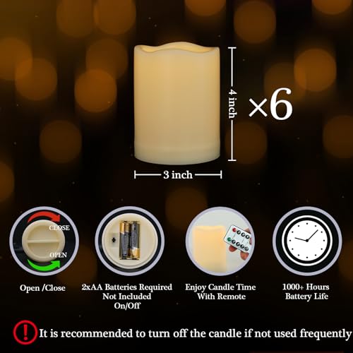 3" x 4" Flameless Candles with Remote and Timer (6 Count)