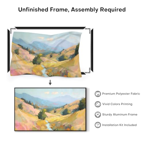 36"x60" Extra Large Framed Wall Art Golden Valley Light Landscape Illustration for Home Living Room Bedroom Decor