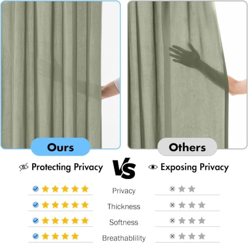 Sage Green Privacy Sheer Curtains 2 Panels 42W x 63L (2 Count)