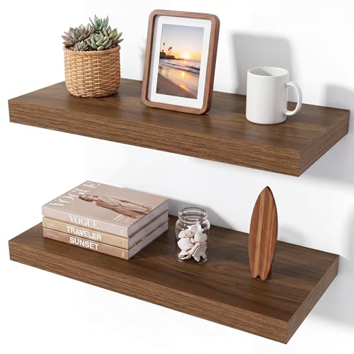 Floating Shelves 23.6" W x 10.3" D Walnut Set of 2 (2 Count)