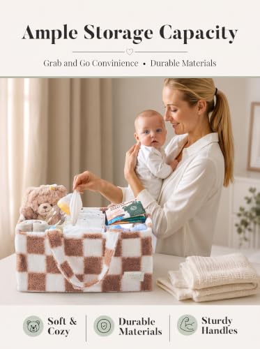 Baby Diaper Caddy Organizer with Waterproof Changing Pad
