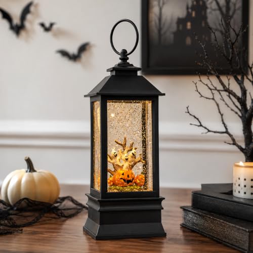 Halloween Snow Globe Lantern Water Glittering Spooky Ghosts in Pumpkins with Music
