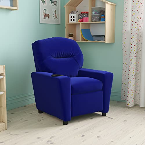 Chandler Microfiber Kids Recliner with Cup Holder and Safety Recline