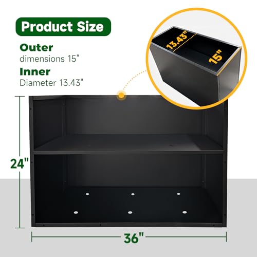Metal Outdoor Planter 36" L x 15" W x 24" H for Metal Rectangular Planter