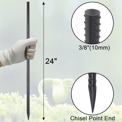Straight Rebar Stakes 24 Inch Ground Concrete Form Stakes Heavy Duty (24 Count)
