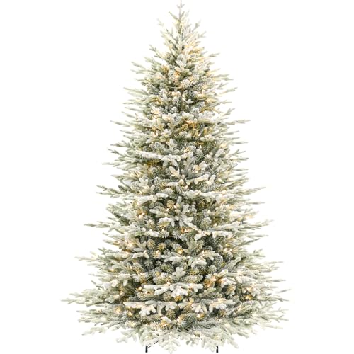 7.5 ft Prelit Flocked Christmas Tree with Realistic PE Foliage