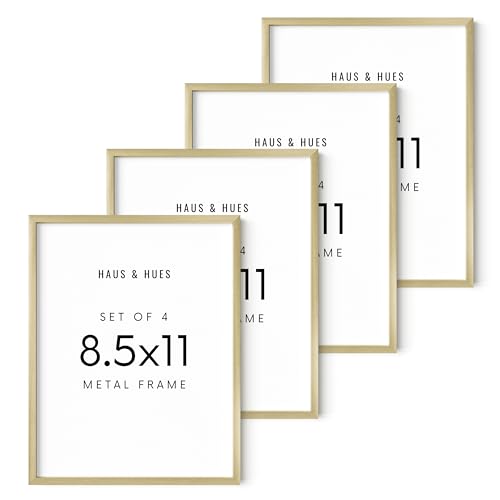 8.5x11 Gold Metal Picture Frames (4 Count)