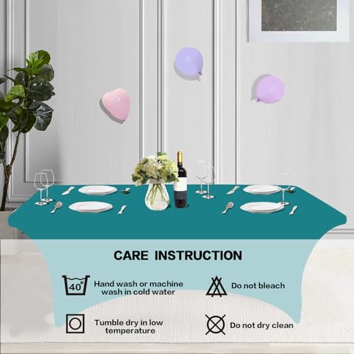 2 Pack 6FT Table Cloth for Rectangular Spandex Lake Blue Cover (2 Count)