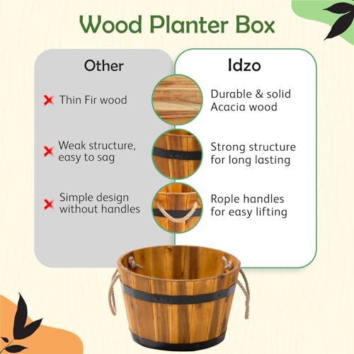 Set of 3 Wooden Flower Boxes Outdoor (3 Count)