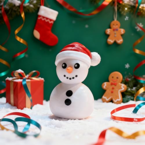 Christmas Snowman Figurines Cute Finger Statue Sculpture Decorations Indoor Cartoon Snowman Ornaments Christmas Desktop Decor Winter Tabletop Statue for Xmas Party Home Decoration