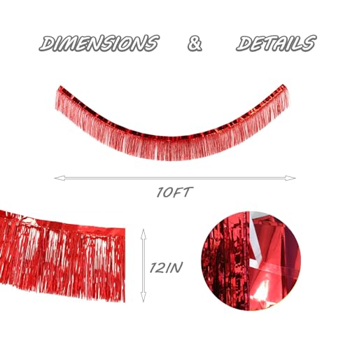 Red Foil Fringe Garland 10FT 2packs for Parade Float Decorations (20 Foot)