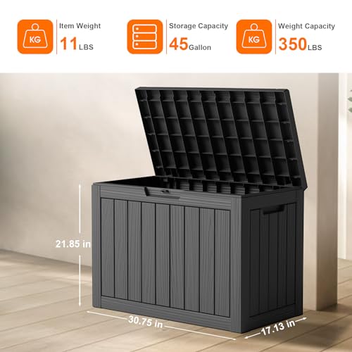 45 Gal Waterproof Outdoor Storage Box Lockable Deck Box