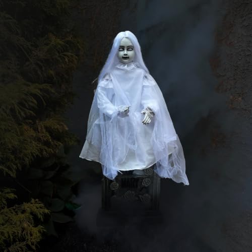 4.0 Ft. Sitting Tombstone Girl Animatronic by Tekky