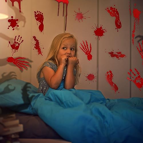 Halloween Bloody Handprint Footprint Horrible Window Stickers (12 Count)