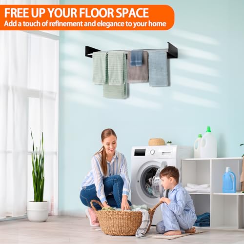 Laundry Drying Rack Wall Mounted Clothes Drying Rack Black