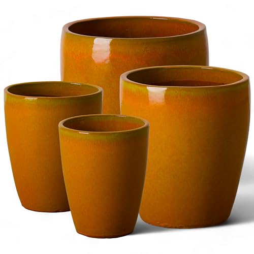 Bullet 11.5 in. Bright Orange Ceramic Round Planter