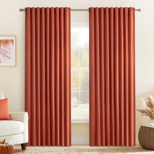 Fall Burnt Orange Back Tab Blackout Curtains 52"x84" Length 2 Panels (2 Count)