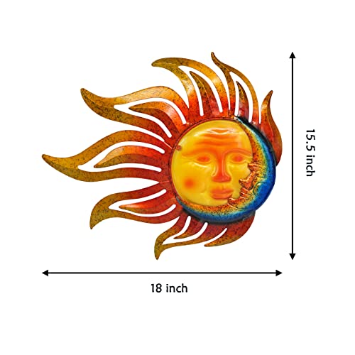 Sun Metal Wall Art Outdoor Sun Moon Face Wall Decor Rust Proof Large