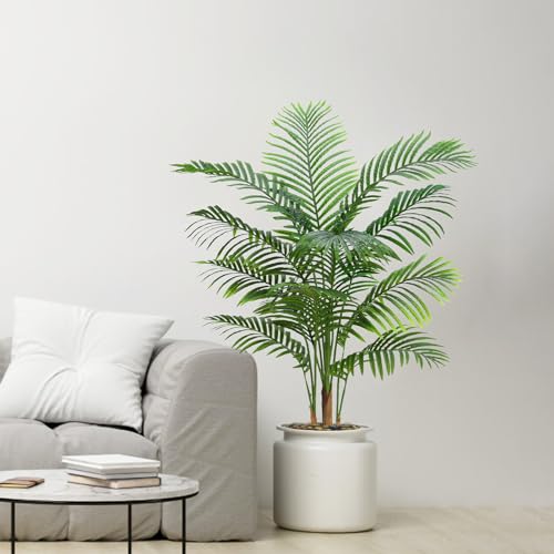 2 Pack Artificial Palm Tree Indoor Plant 4FT Tall Fake Tropical Palm Tree in Pot