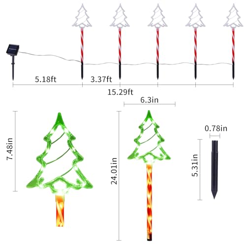 Solar Christmas Tree Pathway Lights Outdoor Decorations