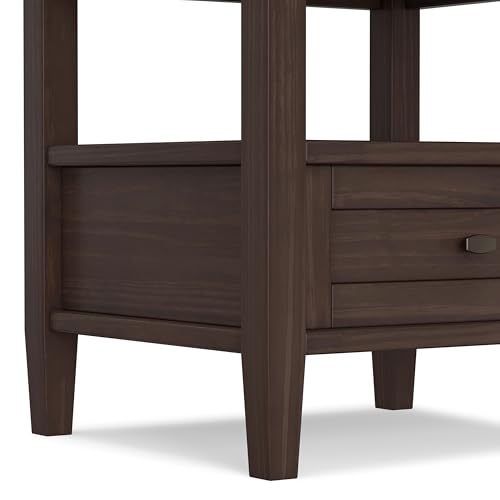 Warm Shaker 20" Wide Solid Wood End Table in Brunette Brown