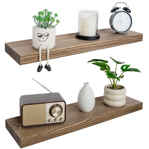 30 inch Walnut Floating Shelves for Wall Set of 2 (2 Count)