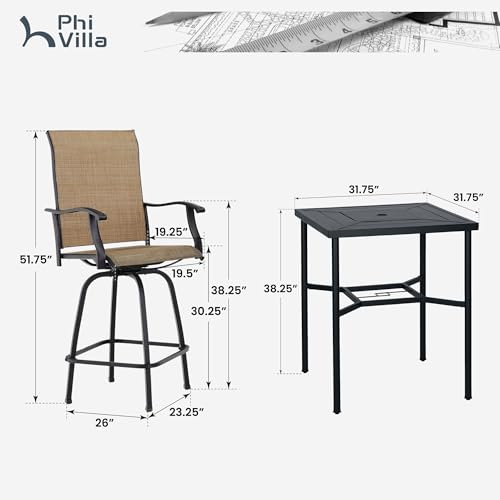 Outdoor Bar Height Table and Chairs Set for 4 (5 Count)