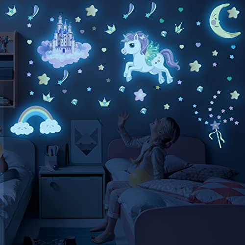 Glow in The Dark Stars and Unicorn Wall Decals