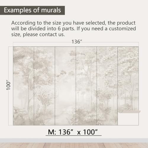 Neutral Forest Peel and Stick Wallpaper Jungle Landscape Mural