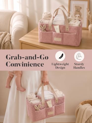Baby Diaper Caddy Organizer with Waterproof Changing Pad
