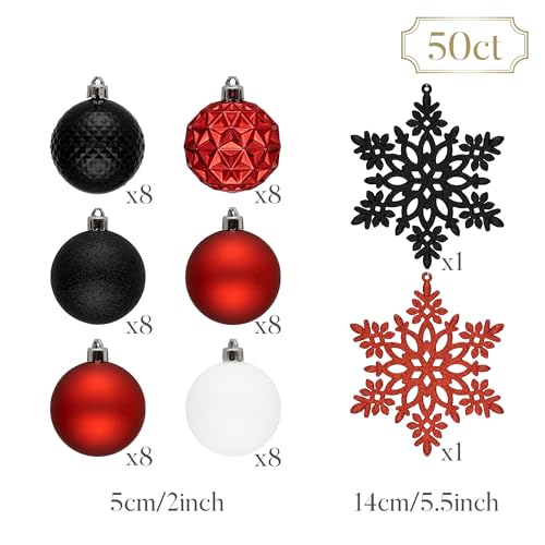50ct Christmas Tree Decorations Ball Ornaments 2 Inches (50 Count)