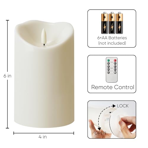 4"x6" Outdoor Waterproof Flameless Candles with Timers and Remote Control (4 Count)