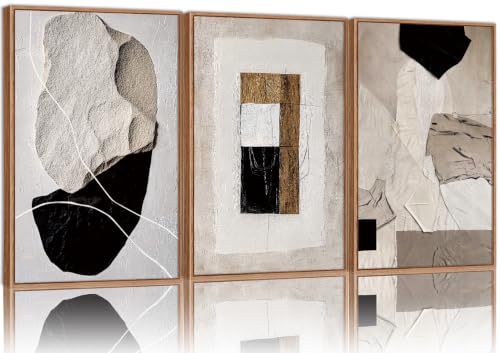 Boho Abstract Framed Canvas Wall Art Set