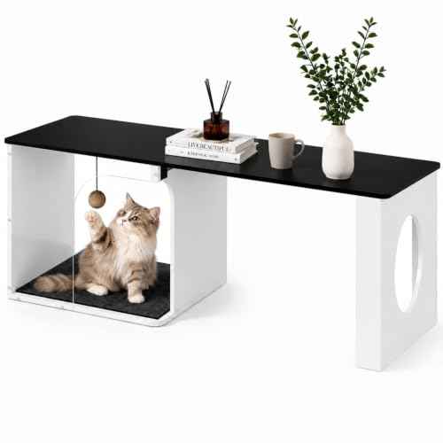 Coffee Table Cat House with Cat Scratcher Pad + Ball