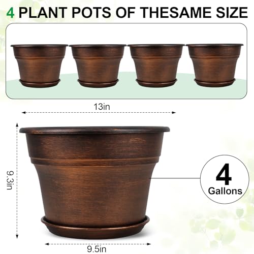 Plant Planters Pots Set of 4 Pack 13 Inch (4 Count)