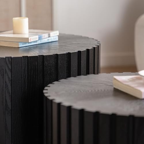 Fluted Round Coffee Table Set of 2 (2 Count)