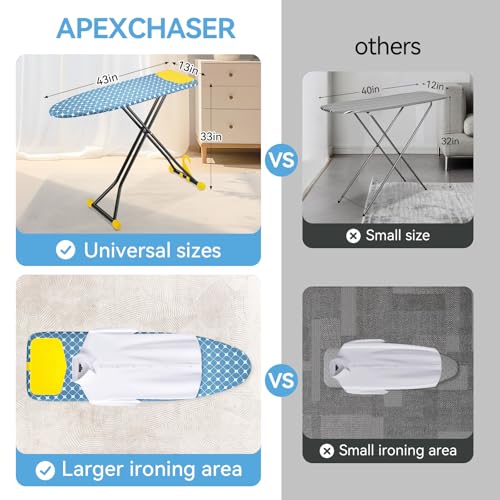 Foldable 7 Level Heigh Adjustable Ironing Board with Iron Rest