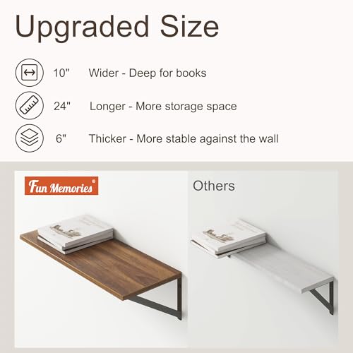 Deep Walnut Floating Shelves for Wall (2 Count)