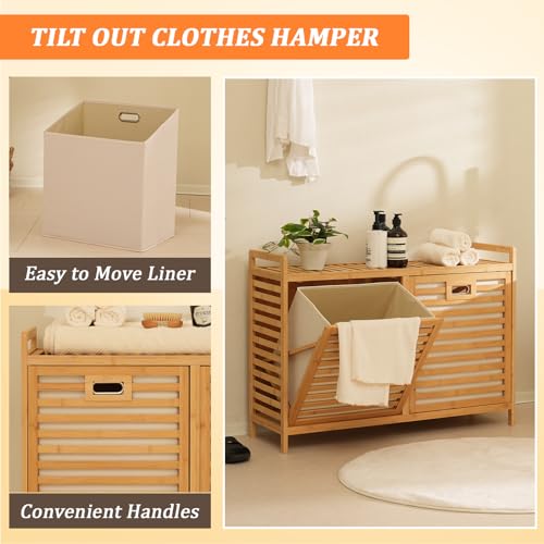 Double Laundry Hamper with Shelf