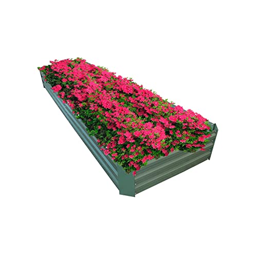 8x2x1ft Green Metal Raised Garden Bed Kit