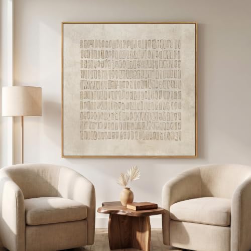 Extra Large Framed Neutral Beige Abstract Wall Art for Living Room