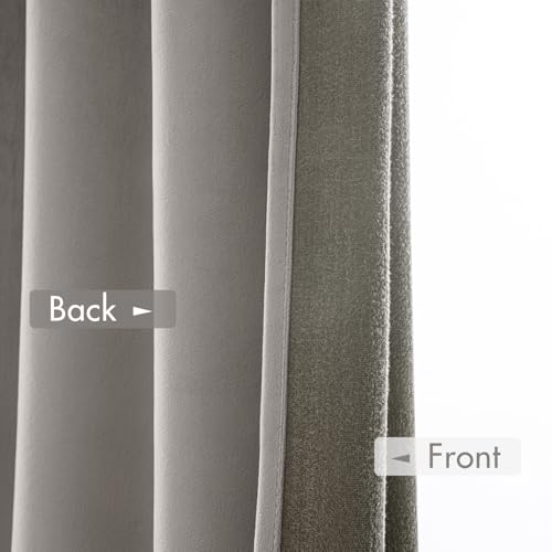 Silver Grey Blackout Velvet Curtains Drapes 96 Inch Long 52"x96" (2 Count)