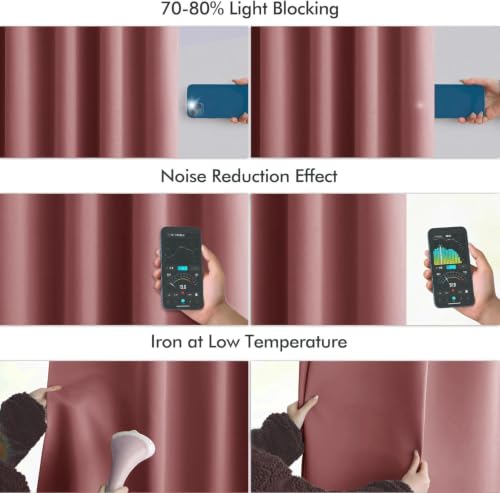 Dusty Rose Back Tab Blackout Curtains 52x63 Inches Long 2 Panels Set
